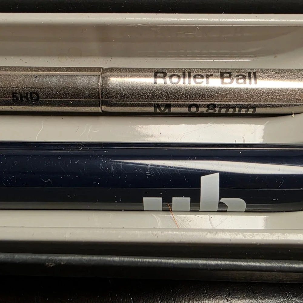 Parker Rollerball Pens, Set of 2, Vector Union Bank, Blue Silver, Black ink, USA